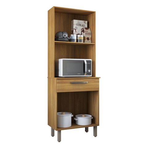 Armário de Cozinha Paneleiro 61cm com 4 Portas e 1 Gaveta na Cor Freijo com Off-White