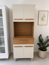 Ver imagem 3 de Armário de Cozinha Paneleiro 61cm com 4 Portas e 1 Gaveta na Cor Freijo com Off-White