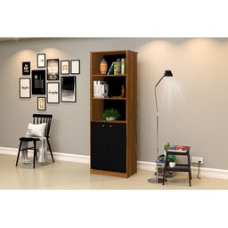 Conjunto 3 Armários Organizador Office Escritório Preto com Nature - Rede Móveis - 4