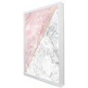 Ver imagem 1 de Quadro Decorativo Caixa Geométrico Mármore Rosa Tacolado Moldura Caixa 3cm Freijó com Vidro 60 X 90c