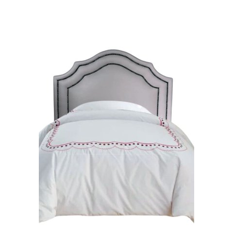 Cabeceira Luxo Provençal Cinza Dupla Tachas Courino Cinza