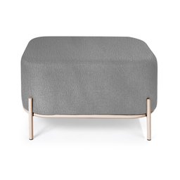 Puff Jequitiba Aço Carbono Dourado Tecido Cinza Nimbus - 1