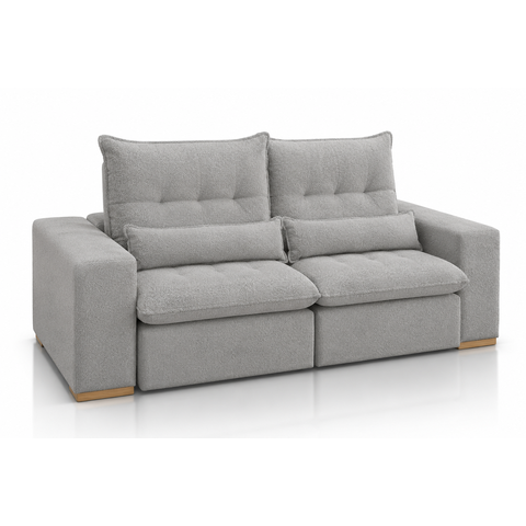 Sofá Retrátil e Reclinável Bellagio com Molas Ensacadas:Boucle Cinza/1,90