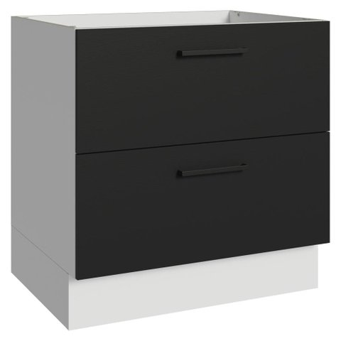 Balcão de Cozinha 80 cm 2 Gavetas (sem Tampo) Branco/Preto Agata Madesa