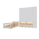 Ver imagem 2 de Guarda-Roupa Modulado e Cama Solteiro Montessoriano Infantil Wave Casatema MadeiraOriginals Branco/Marrom
