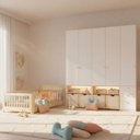 Ver imagem 1 de Guarda-Roupa Modulado e Cama Solteiro Montessoriano Infantil Wave Casatema MadeiraOriginals Branco/Marrom