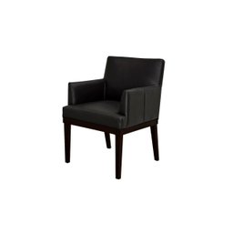 Kit 2 Poltronas Decorativa Vitória Couro Preto Pés Madeira Ms Decor - 2