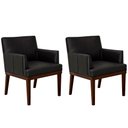 Ver imagem 1 de Kit 2 Poltronas Decorativa Vitória Couro Preto Pés Madeira Ms Decor