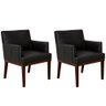 Kit 2 Poltronas Decorativa Vitória Couro Preto Pés Madeira Ms Decor - 1