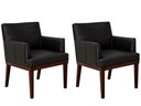 Ver imagem 1 de Kit 2 Poltronas Decorativa Vitória Couro Preto Pés Madeira Ms Decor