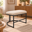 Ver imagem 2 de Puf Poltrona Lua Premium Base Metal Preta Boucle Bege