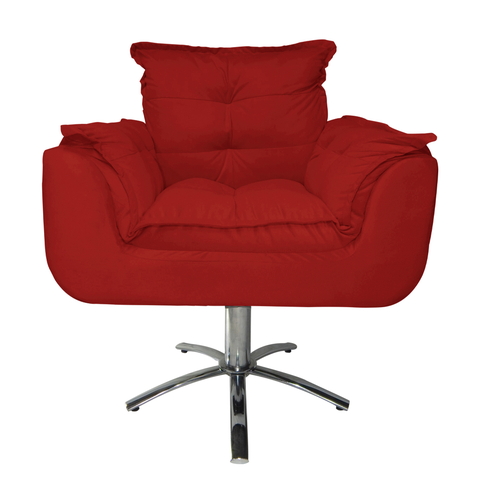 Conjunto 2 Poltronas Para Recepção Com Base Giratória de Metal Opala Suede Vermelho - LM DECOR