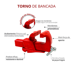 Torno de Bancada Mordente Fixo Largura Mordente 203,2mm Abertura Máxima 126mm Nº 8 Durín - 2