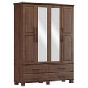 Ver imagem 2 de Guarda-roupa Bipartido 4 Portas 4 Gavetas Café Ouro Madeira Pinus - Finestra