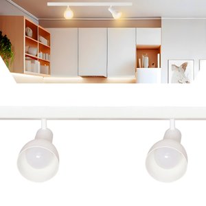 Kit 2 Trilho Eletrificado 1 Spot Lâmpada E27 Direcionável Cor:branco