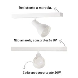 Kit 2 Trilho Eletrificado 1 Spot Lâmpada E27 Direcionável Cor:branco - 5