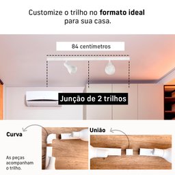 Kit 2 Trilho Eletrificado 1 Spot Lâmpada E27 Direcionável Cor:branco - 4