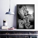 Ver imagem 2 de Quadro Decorativo Família de Leões- Preto e Branco 45x34cm - com Vidro:madeira Preta