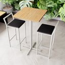 Ver imagem 1 de Conjunto Mesa Alta Bar Bistrô Quadrada Pinus 2 Banquetas Confort Estofado White Don Castro