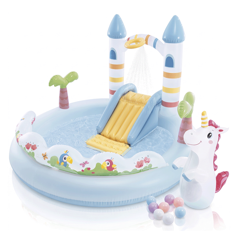 Piscina Inflável Playground Infantil Castelo Unicórnio 234L Intex