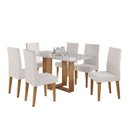 Ver imagem 1 de Mesa de Jantar 6 Lugares Aspen com Vidro Mel/off White/marfim - Viero Móveis