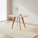 Ver imagem 1 de Mesa para Sala de Jantar Redonda 109cm com Vidro Acerola Marrom/Off White