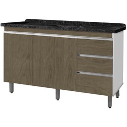 Gabinete Para Pia de 1.50 Metro balcão 100% MDF com Puxador em Alumínio inteiro chapa de 15mm ultima - 2
