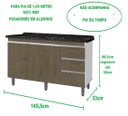 Ver imagem 4 de Gabinete Para Pia de 1.50 Metro balcão 100% MDF com Puxador em Alumínio inteiro chapa de 15mm ultima
