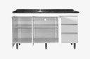 Ver imagem 5 de Gabinete Para Pia de 1.50 Metro balcão 100% MDF com Puxador em Alumínio inteiro chapa de 15mm ultima