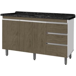 Gabinete Para Pia de 1.50 Metro balcão 100% MDF com Puxador em Alumínio inteiro chapa de 15mm ultima