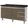 Gabinete Para Pia de 1.50 Metro balcão 100% MDF com Puxador em Alumínio inteiro chapa de 15mm ultima - 1