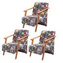 Ver imagem 1 de Kit 3 Poltronas Venus 1 Lugar Braço Madeira Maciça Tecido Suede Unidecor Retro Bar 107