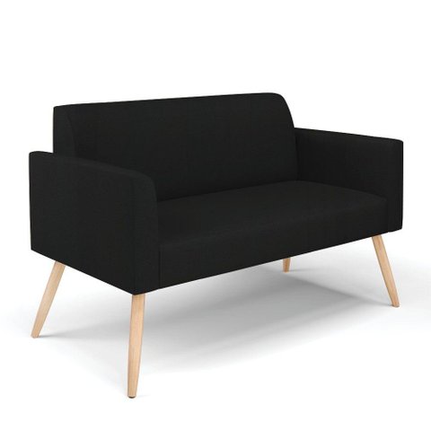 Sofá Namoradeira Pés Palito Natural Marisa Linho D03 - D\'rossi Cor A79 Preto