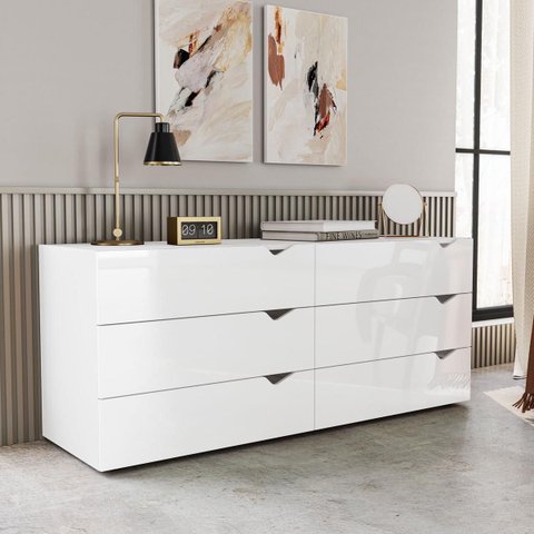 Cômoda Porto com 6 Gavetas 150x63cm Branco 240821