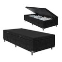 Ver imagem 1 de Cama Box Baú Solteiro Suede Preto 88x188