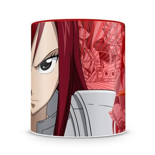 Caneca Fairy Tail Personagens Interior E Alça Branca