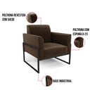 Ver imagem 6 de Kit 2 Poltronas Base Industrial Alta Preto Marisa Suede D03 - D’Rossi Marrom