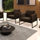 Ver imagem 2 de Kit 2 Poltronas Base Industrial Alta Preto Marisa Suede D03 - D’Rossi Marrom