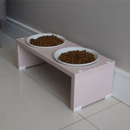 Comedouro Elevado Duplo Pet Gato Cachorro Mdf Nick - Porcelana - Rose - 5