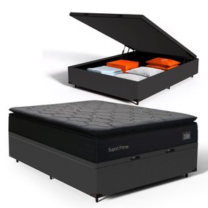 Cama Box Baú com Colchão de Espuma D45 Pillow Top Suport Prime Casal 138cm