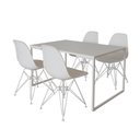 Ver imagem 6 de Mesa Industrial Base Ferro Branco Tampo 137X90 Branco 4 Cadeiras Ferro Branco Assento Branco Branco