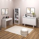 Ver imagem 1 de Kit para Escritório com Mesa Estante e Balcão Buffet 3 Portas 1 Gaveta MDP 135,8cm Branco