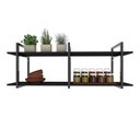 Ver imagem 2 de Prateleira Industrial Nichos Cozinha Preto Suporte Industrial Suspensa Ferro Madeirasimples