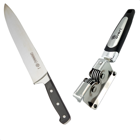 Kit Faca Carne Chef Kitchen 8" Mundial Afiador de Faca Overt Cor:preto