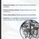 Ver imagem 3 de Conjunto Mesa Alta Bar Bistrô Quadrada Vidro 4 Banquetas Estofado Don Castro Decor