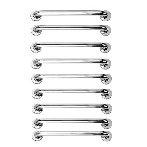 Barra Alça Apoio 50cm Aço Inox Kit 9 Uni Acessibilidade Gestante Cadeirante Idoso Suporte Anti Queda