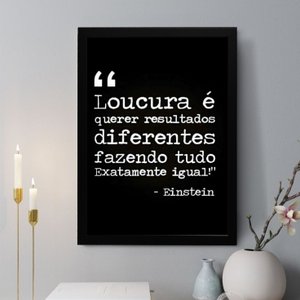 Quadro Decorativo Loucura - Einstein 24x18cm:moldura Preta