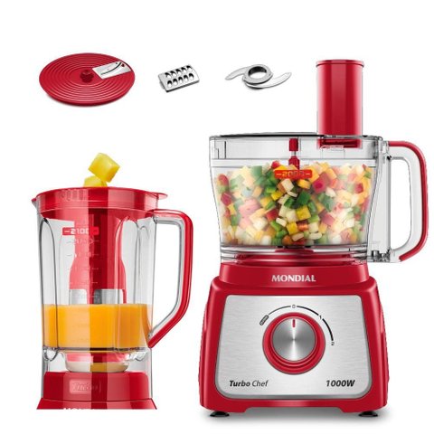 Multiprocessador Turbo Chef 5 em 1 Mondial Mpn-01-r 127v 1000w Vermelho