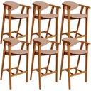 Ver imagem 1 de Kit 06 Banquetas Alta para Cozinha Bancada Bar Sala de Jantar Fixa Cecília L02 Linho Rosê - Lyam