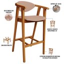 Ver imagem 4 de Kit 06 Banquetas Alta para Cozinha Bancada Bar Sala de Jantar Fixa Cecília L02 Linho Rosê - Lyam